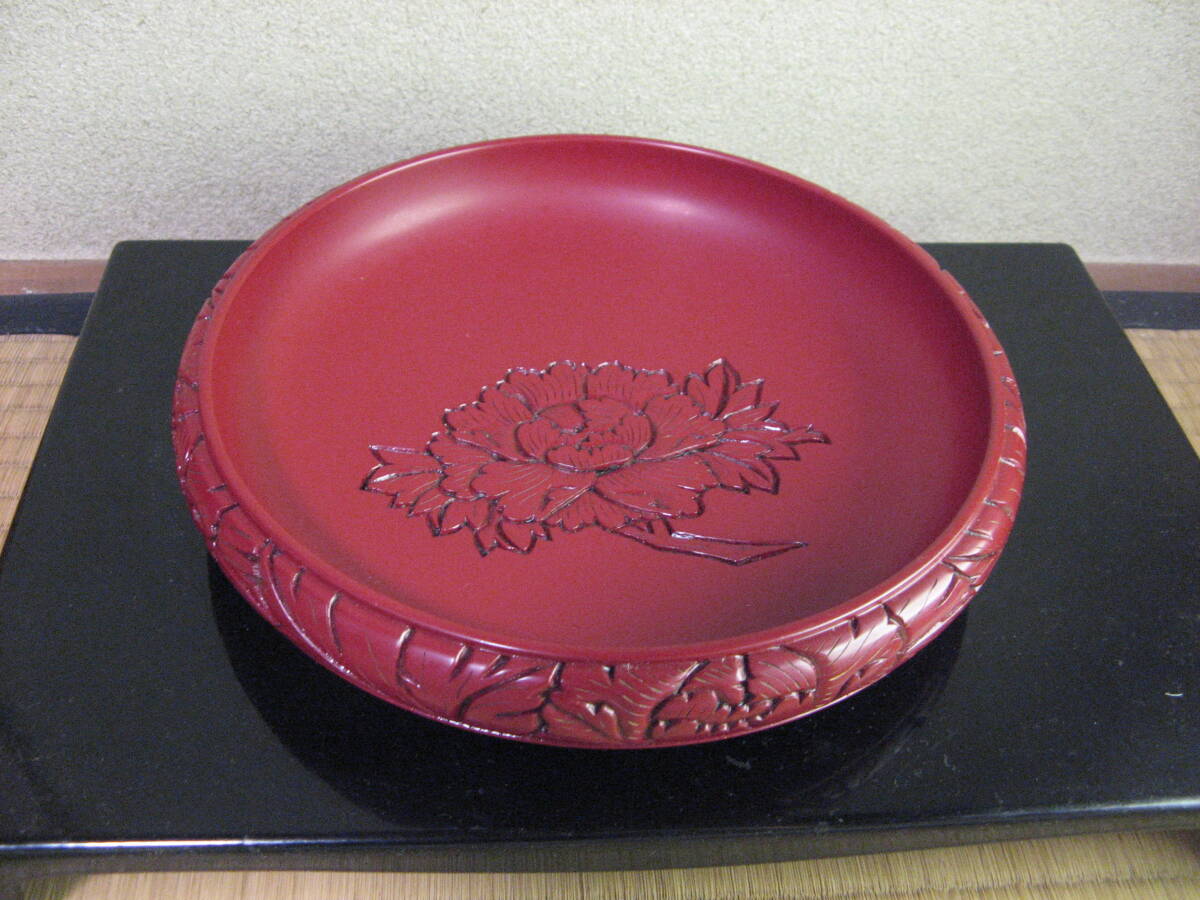村上 堆朱  菓子器 漆器 新潟県無形文化財  未使用箱入拍卖