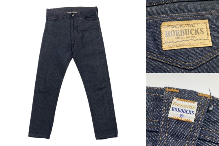 濃紺 60s SEARS ROEBUKS シアーズ ローバックス 5ポケット テーパード デニムパンツ ジーンズ ビンテージ拍卖