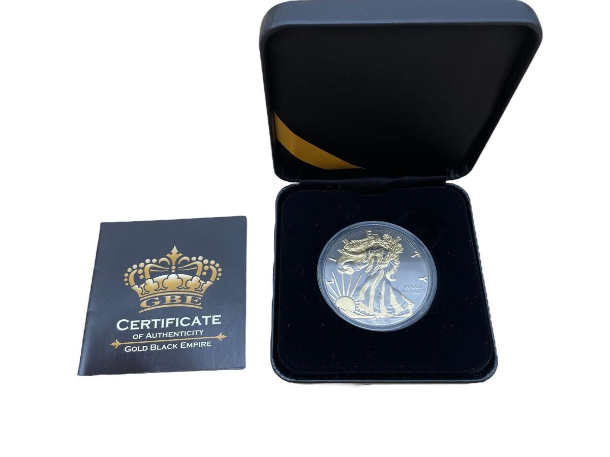 2021 アメリカンイーグル銀貨 1oz 金メッキ GBE証明書 ケース付 純銀 シルバー silver 拍卖