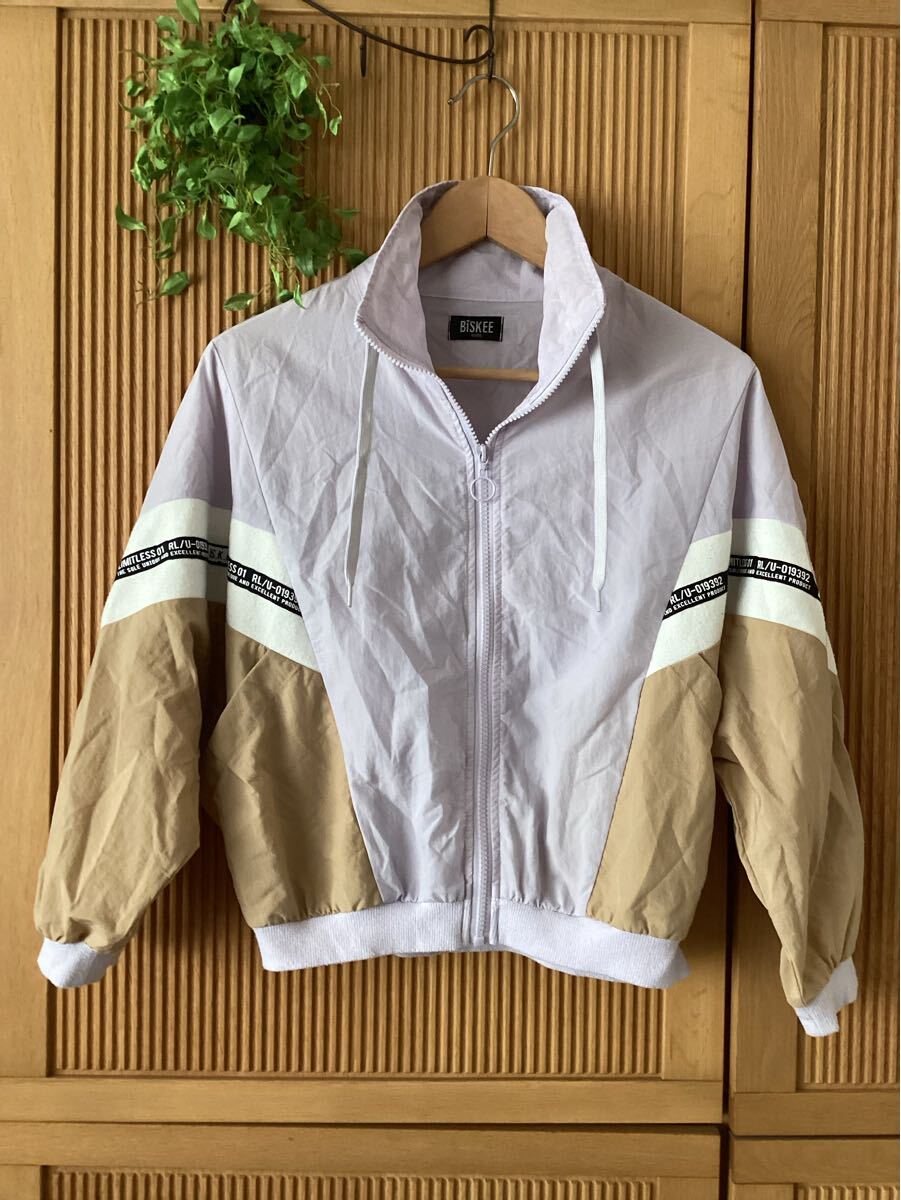 BISKEE★140 ジップアップウインドブレーカー(女の子ドロップショルダーダボリュームスリーブナイロンジャケットトラックジャケッ150拍卖