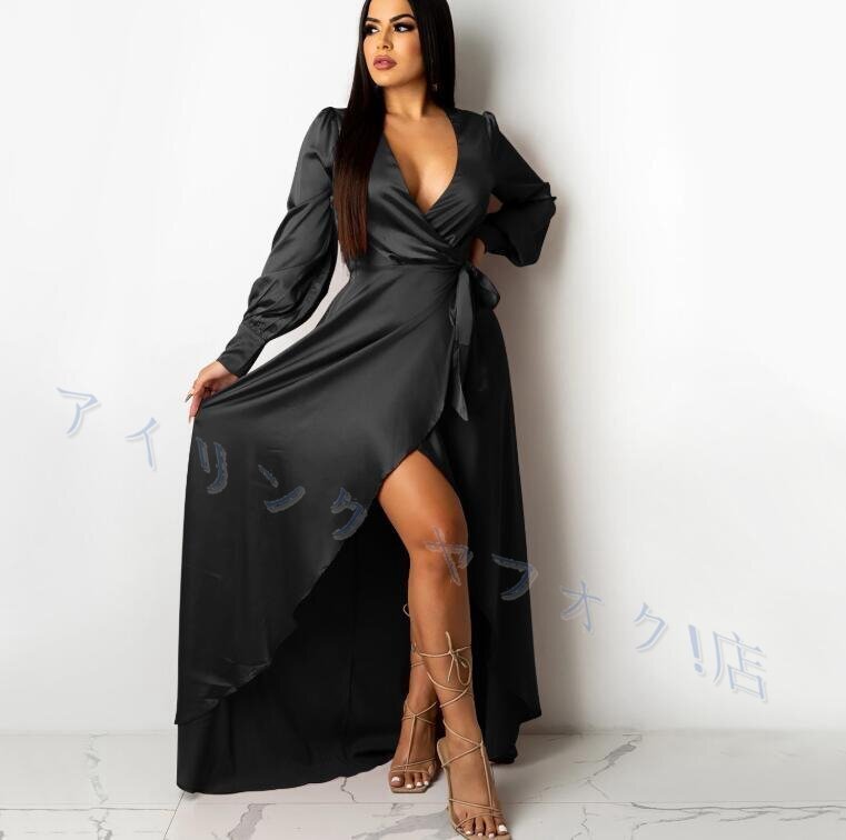 新品★レディースワンピース 大人sexy 高品質 可愛い 美尻美胸美脚 二次会ドレス Vネック 黒拍卖