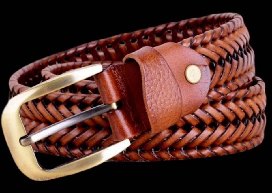 ベルト メンズ ブラウン 編み込み 本牛革 ビジネス カジュアル ゴルフ シンプル スーツ レザー デニム 茶 レディース DJ470拍卖