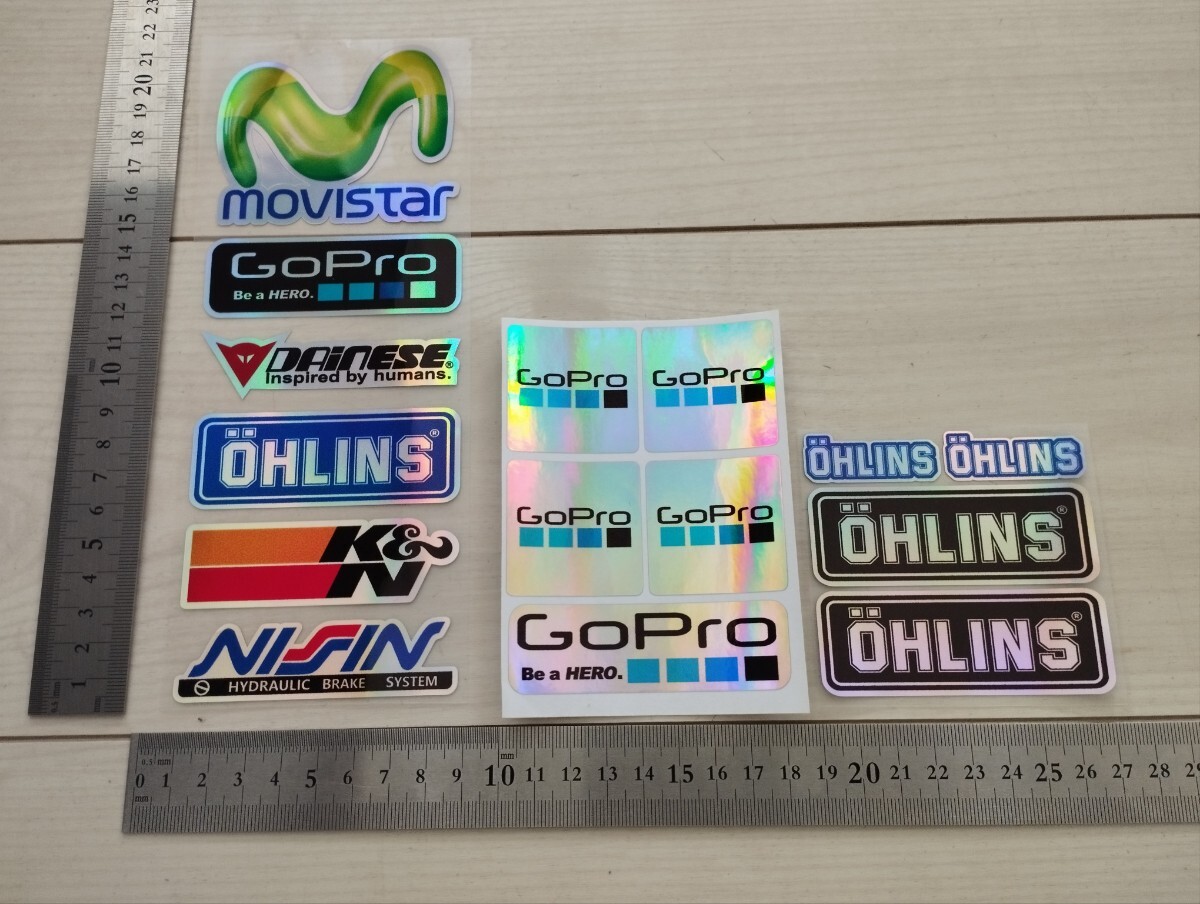 バイクステッカー  3シート分  防水反射  motoGP  ヘルメット  レーシングステッカー  ホログラム  レインボーカラー OHLINS拍卖