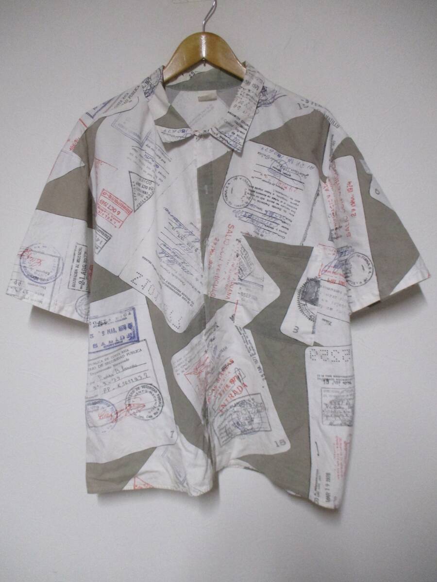 ビッグサイズ 80's初期 USA製 JIMMY'Z ジミーズ コットン スタンプ柄 半袖シャツ 検オールドスケート ヴィンテージ拍卖