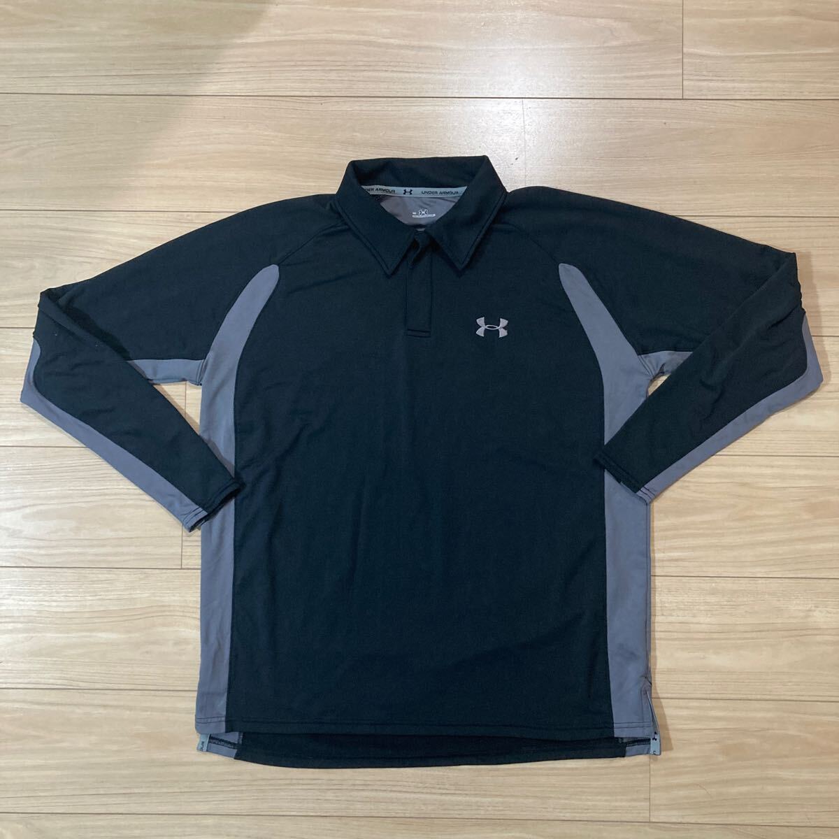 UNDER ARMOUR アンダーアーマー ゴルフウェア ポロシャツ 長袖シャツ Lサイズ 黒 グレー拍卖