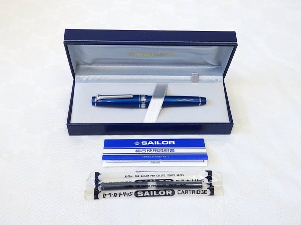 7377 未使用☆ セーラー 万年筆 FOUNDED プロフェッショナルギア スリム 青 ブルーグリーン メタリック 1911 ペン先 14K 585 SAILOR拍卖