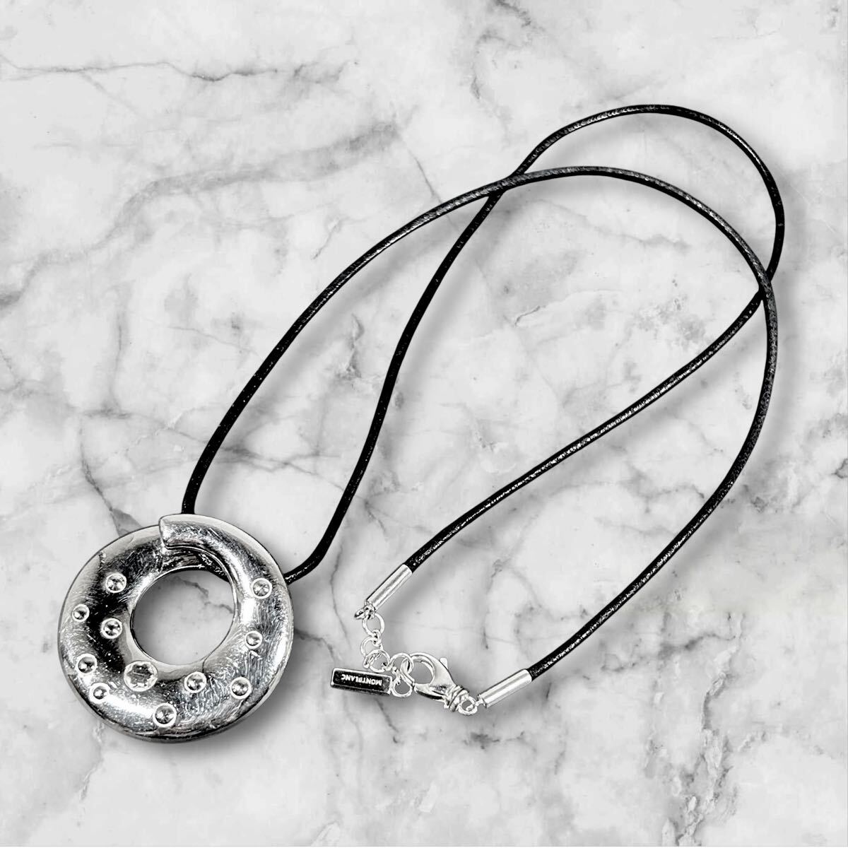 【モンブラン】基準内 MONTBLANC ネックレス ホワイトスター 星 スター サークル シルバー925 全長67cm トップ幅4cm メンズ レディース拍卖