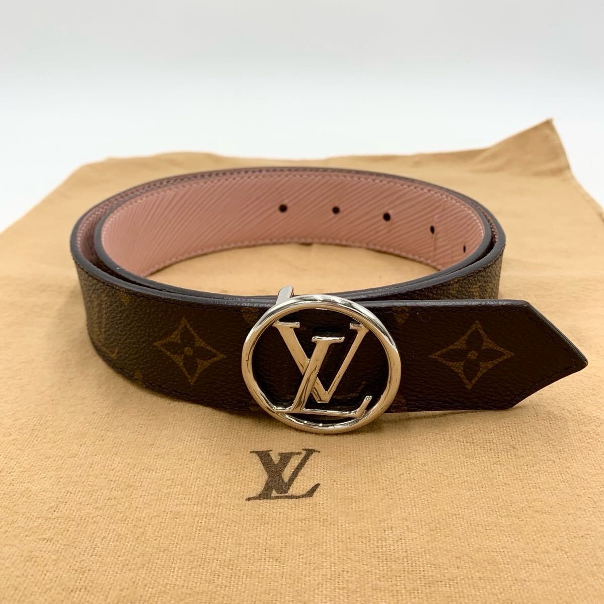 美品 LOUIS VUITTON ルイヴィトン ベルト LVサークル モノグラム レディース メンズ 男女兼用拍卖