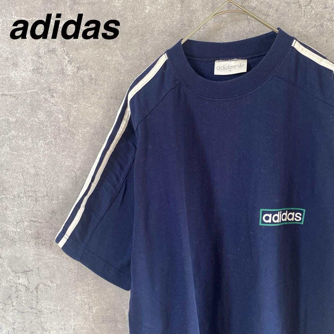 adidas ラグランTシャツ スリーストライプメンズMサイズ 紺拍卖
