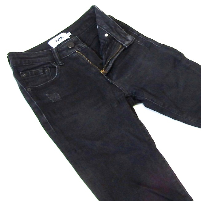 AZUL BY MOUSSYアズールバイマウジー▼リペアデニムスキニー▼XXSサイズ▼ウエスト約64cm拍卖