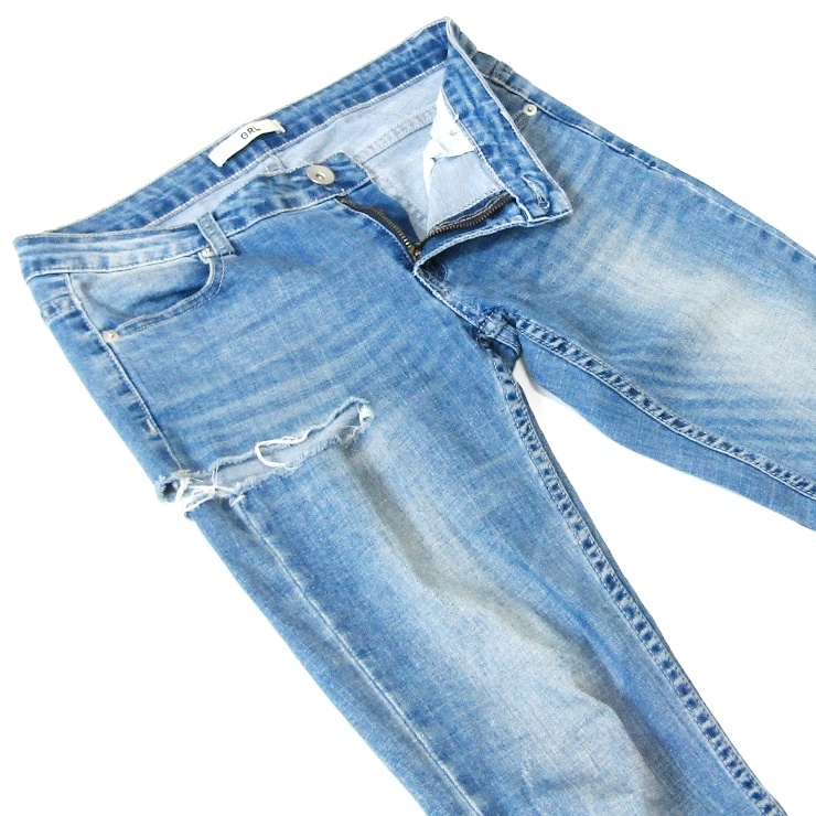 GRLグレイル▼サイドカットクラッシュスキニーデニム▼Mサイズ▼ウエスト約80cm拍卖