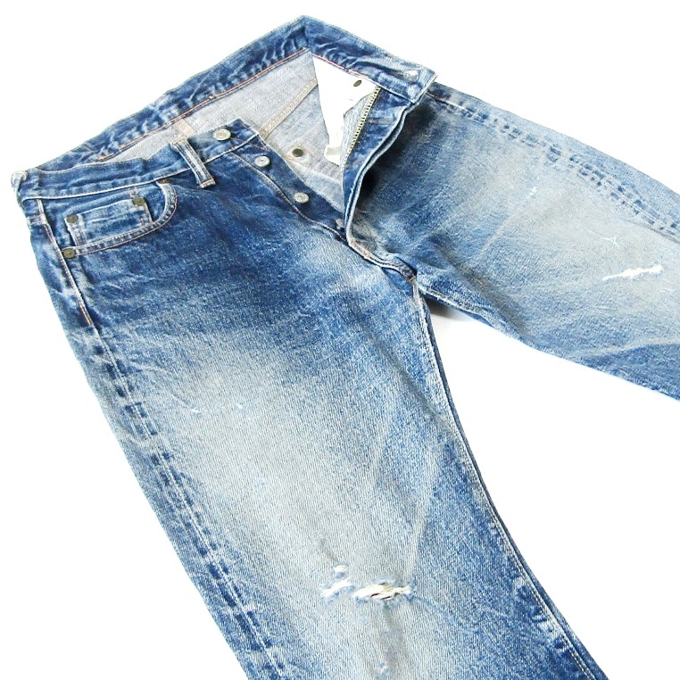 DENIME旧ドゥニーム▼ストレートデニム▼セルビッチ革パッチ▼29インチ▼ウエスト約74cm拍卖