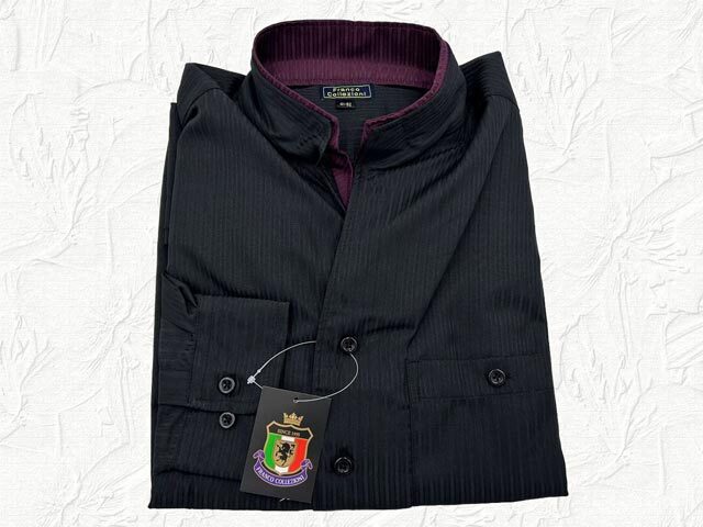 50421-2-a3-2 黒 4490円 えり回り41-ゆき82 FRANCO COLLEZIONI 二重変化衿ドレスシャツ拍卖