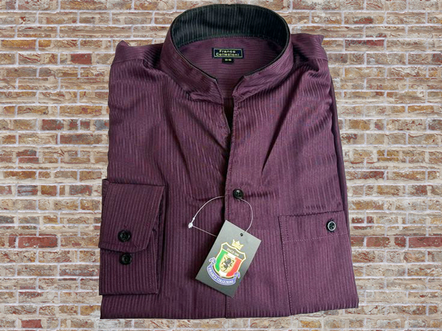 50421-1-a8 ワイン 4490円 えり回り39-ゆき80 FRANCO COLLEZIONI 二重変化衿ドレスシャツ拍卖