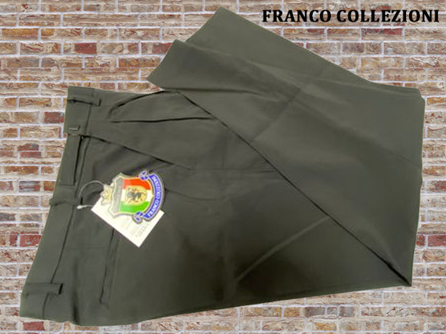 41027-2-b375-2 ウエスト67-73 股下72cm FRANCO COLLEZIONI 刺繍入り ウエストアジャスター付 ストレッチ 2タックスラックス拍卖
