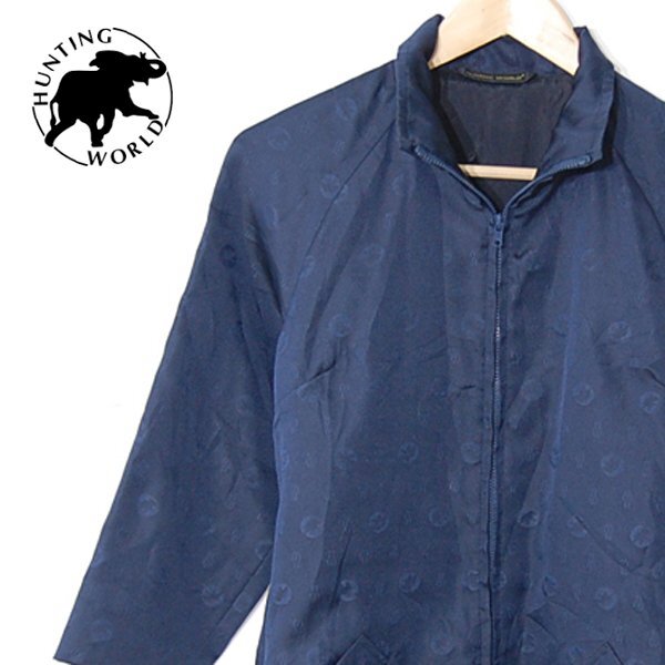 正規品 ハンティングワールド HUNTING WORLD■総柄 ジップジャケット レディース イタリア製■38■ネイビー系 ※NK5509247拍卖
