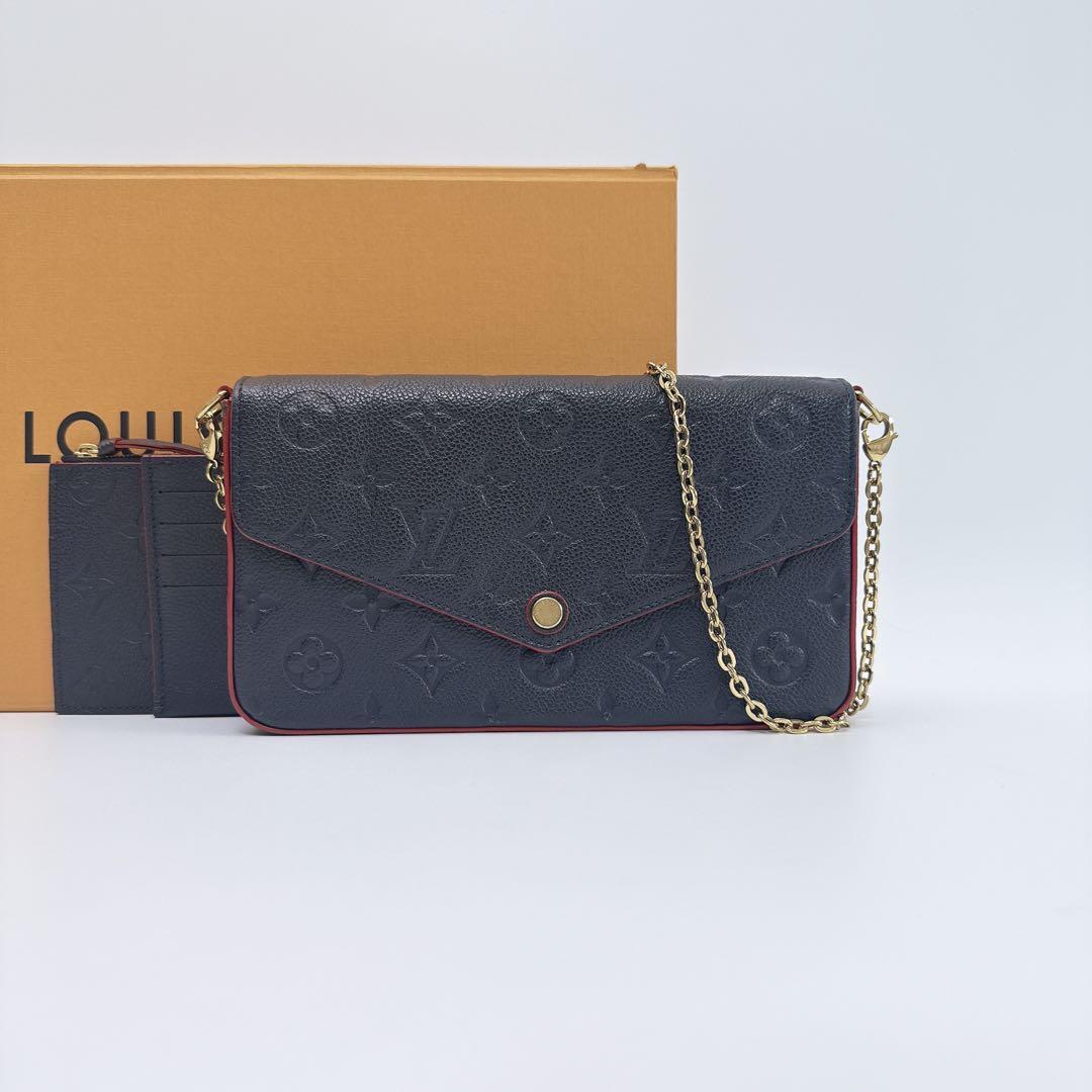 ルイヴィトン ポシェット フェリシー ショルダーバッグ モノグラム・アンプラント ネイビー チェーンバッグ パーティーバッグ M64099拍卖