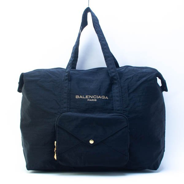 BALENCIAGA バレンシアガ ボストンバッグ トートバッグ 旅行 折り畳み BBロゴ 大容量 ナイロン ブラック #37680拍卖