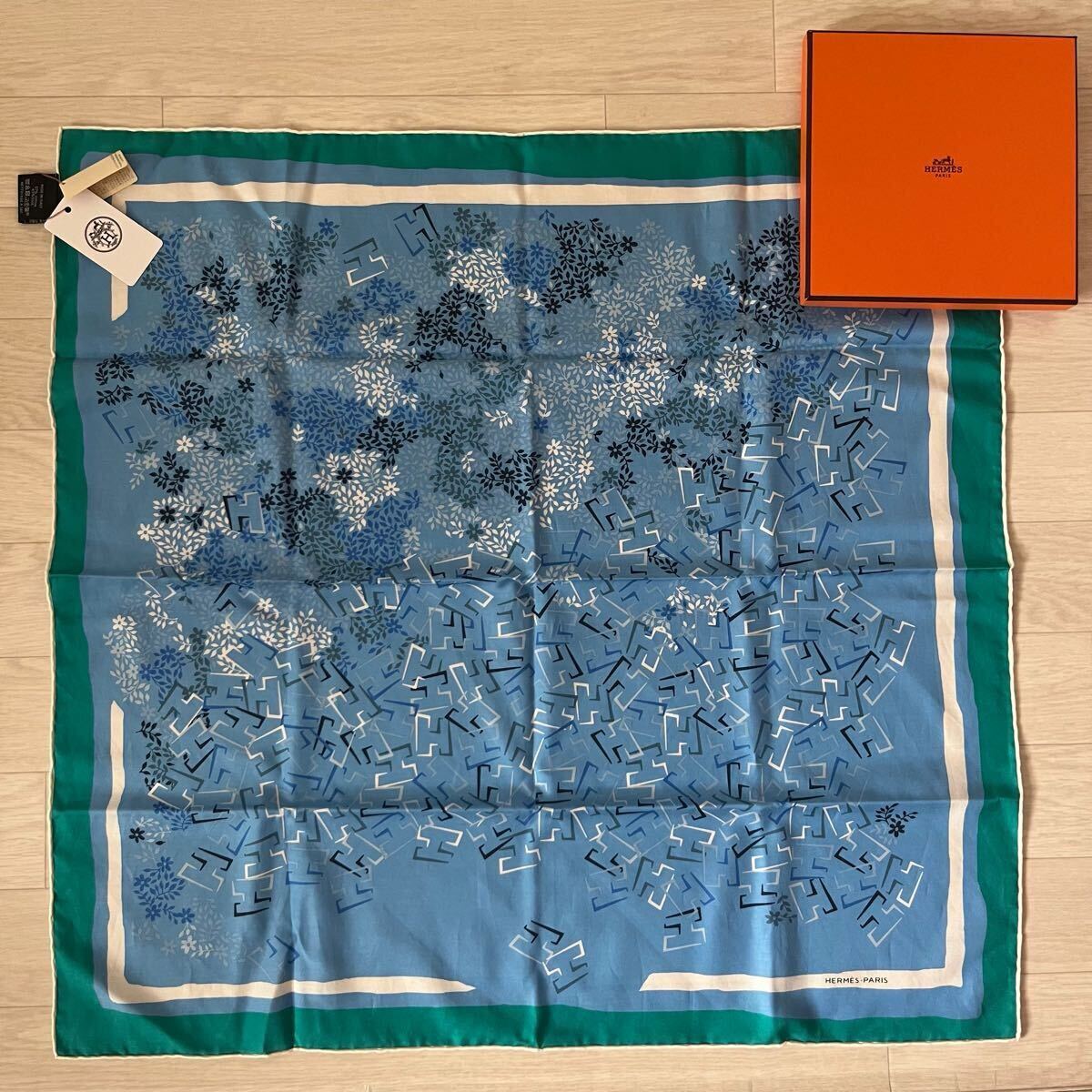 【未使用・箱タグ付】エルメス HERMES カレ65 Jardin de Calypso カリプソの庭園 スカーフ シルク 女性 レディース 夏 希少 名作拍卖