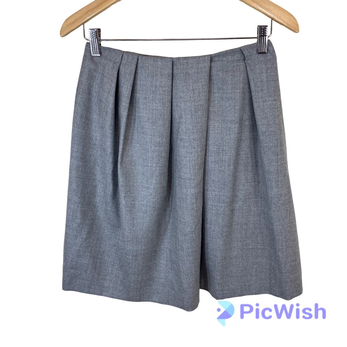 TOMORROWLAND トゥモローランド タック フレア スカート ひざ丈 無地 ウール ladies レディース ボトムス size:36 グレー ¥17,280拍卖