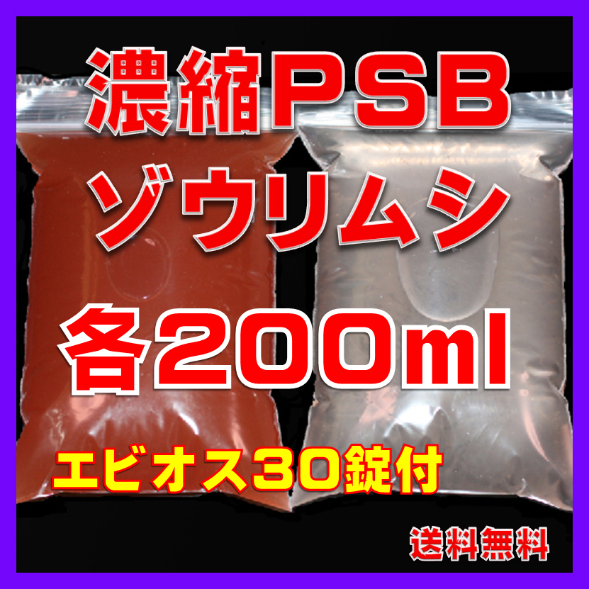 ★送料無料★室内管理濃縮PSB200ml+PSBで培養したゾウリム種水200ml+エビオス30錠+各培養説明付き拍卖
