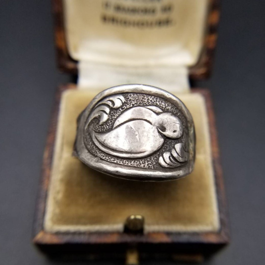 1976年 Franklin Mint Love Spoon コレクション 925 シルバー ヴィンテージ スプーン リング 指輪 銀 レトロ 大きいサイズ Y23-K拍卖