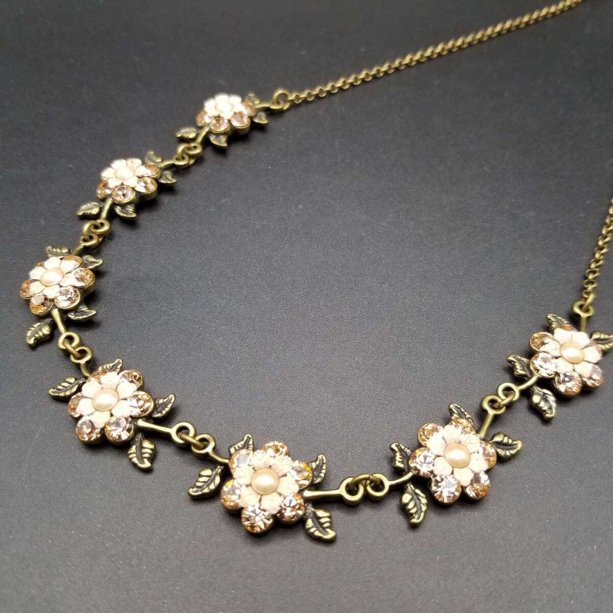 Michal Negrin イスラエル ヴィンテージ 淡い色のお花 ペンダント ネックレス フラワー ラインストーン 煌めき ロマンティック Y23-M拍卖