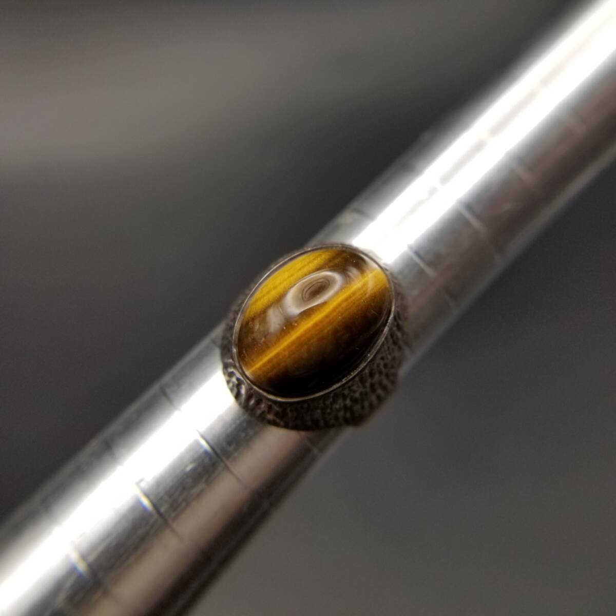 英国 ヴィンテージ タイガーアイ インレイ オーバル シグネット リング 925 シルバー 銀 指輪 Birmingham ホールマーク ボリューム感 Y23-O拍卖