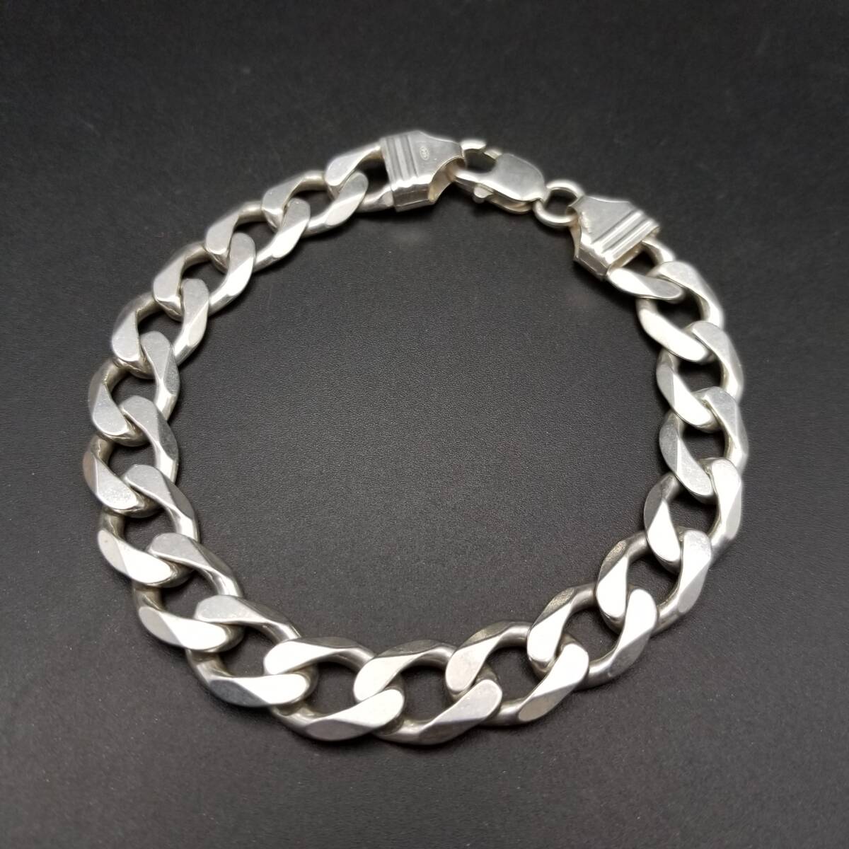 英国 ヴィンテージ チャンキー 喜平チェーン ブレスレット 925 シルバー 銀 大ぶり 幅広 存在感 Sheffield Convention マーク Y23-Q拍卖