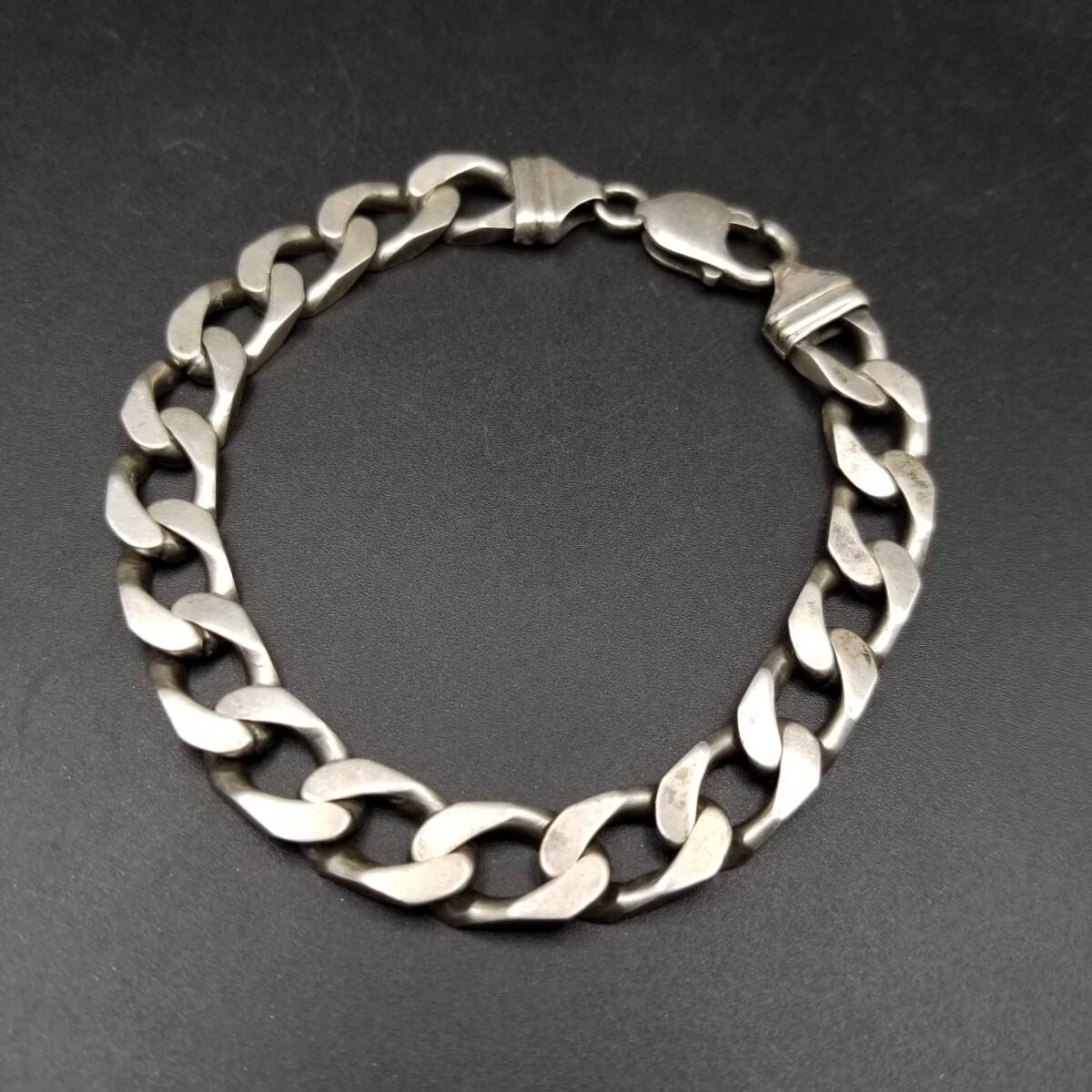 英国 ヴィンテージ Chunky 喜平チェーン 925シルバー ブレスレット 銀 シンプル スタイリッシュ 重厚感 Sheffield Convention マーク Y23-P拍卖