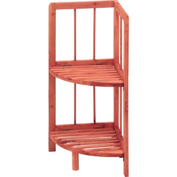 折りたたみ コーナーラック 2段 ブラウン 50624<フラワースタンド フラワー 飾り棚 多目的 ラック シェルフ マルチ オープン>拍卖