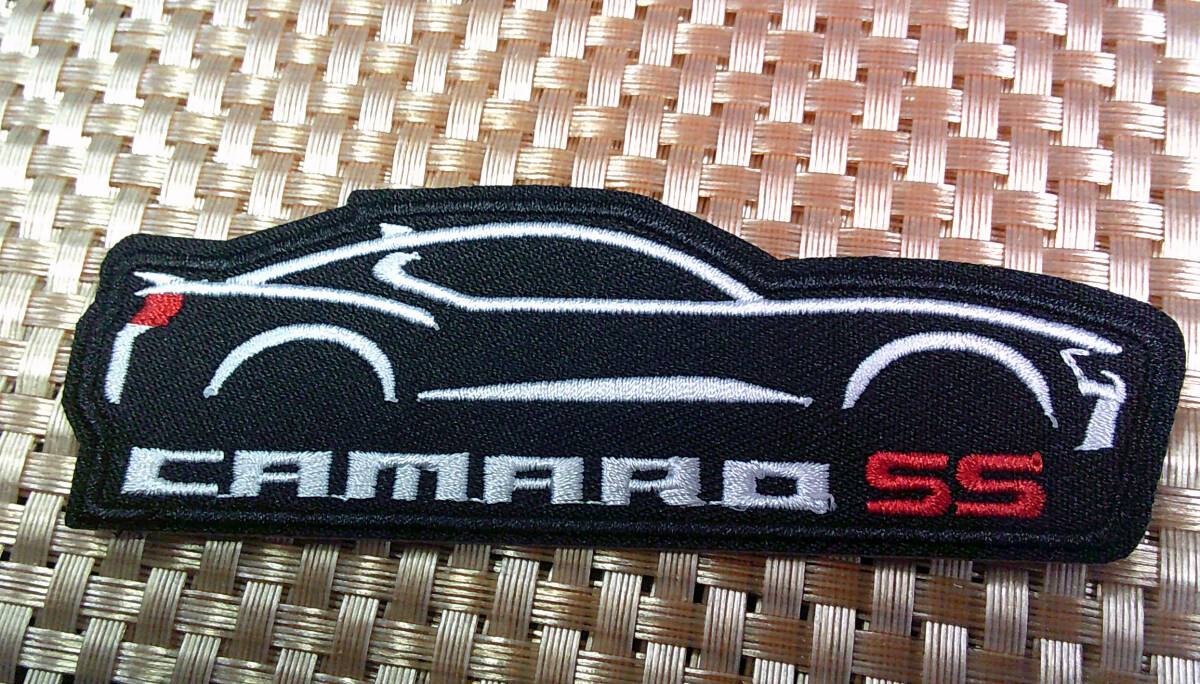 《黒白Cm車体側面図》車魂◆新品アメリカ シボレー・カマロChevrolet Camaro SS アメ車  RACING  刺繍ワッペン◆自動車 CAR NASCAR拍卖