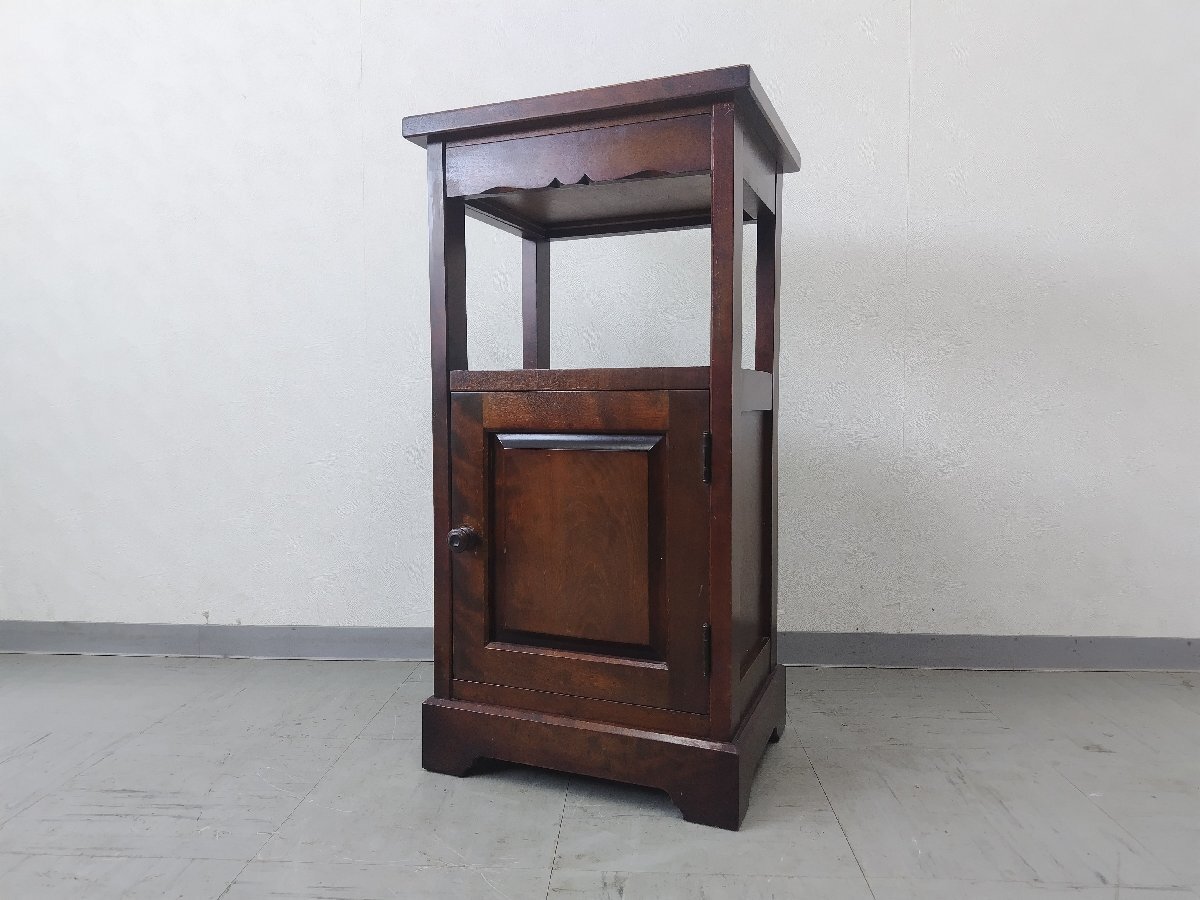 北海道民芸家具 電話台 9.5万 キャビネット 花台 飾り棚 樺材 無垢サイドテーブル 飛騨産業 民芸家具 和モダン 古家具 和家具 古民家拍卖