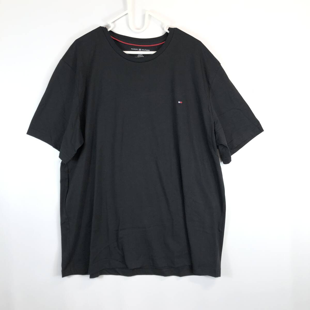 トミーヒルフィガー TOMMY HILFIGER 半袖Tシャツ コットン ブラック ワンポイント XLサイズ拍卖