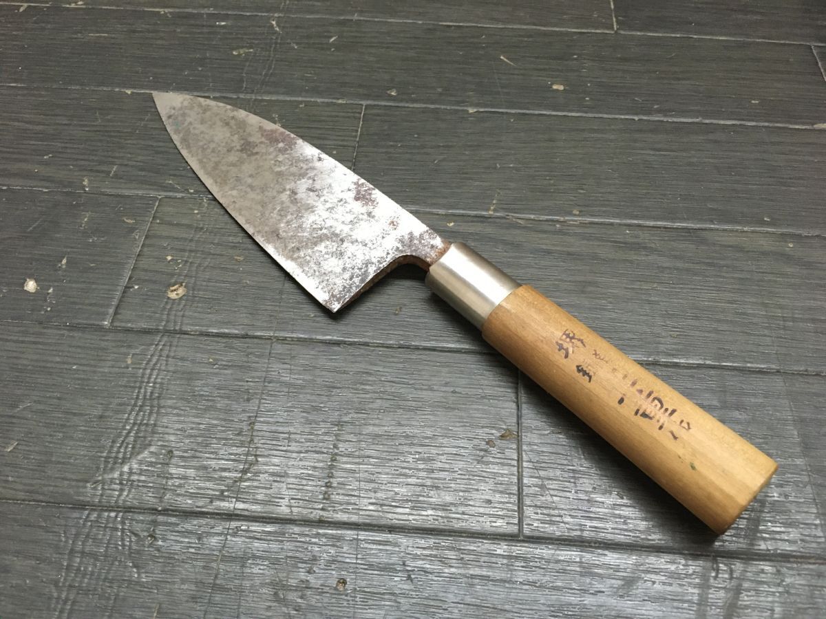 FF214 銘有/堺刀司 正重作 出刃包丁 全長約29cm 刃幅15.3cm 包丁 調理器具 料理 /60拍卖