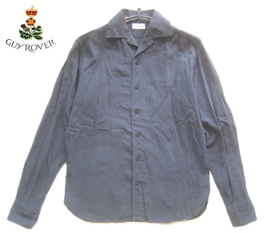 極上イタリア製!!ギローバー GUY ROVER*BEAMS購入 麻55% リネンコットンオープンカラーシャツ M 濃灰 ダークグレー 開襟拍卖