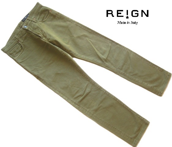 美品イタリア製!!レイン イタリア REIGN ITALIA*定価3.6万 ヴィンテージ加工 5ポケット ストレッチカラーデニムジーンズ・パンツ W29 実寸S拍卖