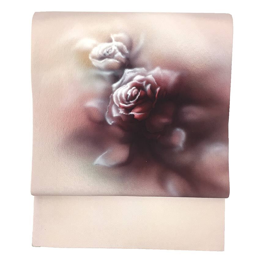 京やJ203 正絹 袋帯 お太鼓柄 洒落袋帯【ローズ 薔薇】 特選袋帯 高級袋帯 訪問着 色無地 付け下げ 江戸小紋 紬 新同美品拍卖