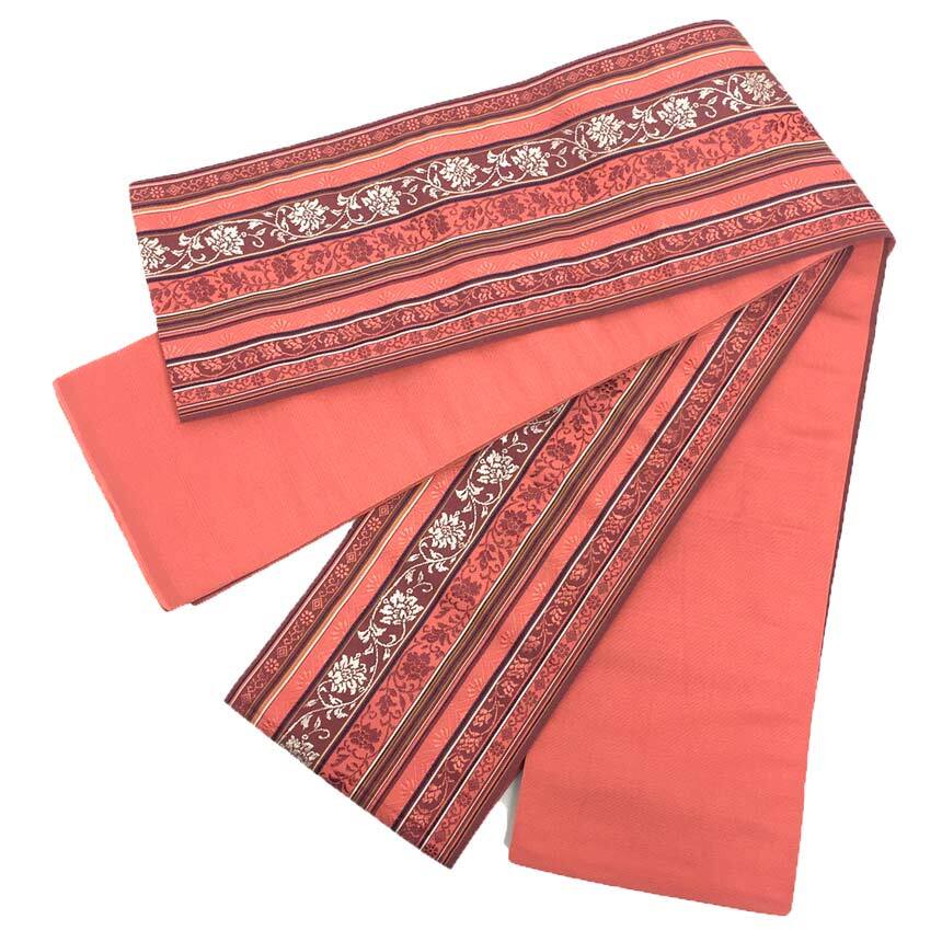 京やK393 全国送料無料 本場筑前博多織 西村織物謹製 半幅帯 小袋帯 リバーシブル 2WAY 博多献上柄 博多間道 ストライプ 縞文様拍卖