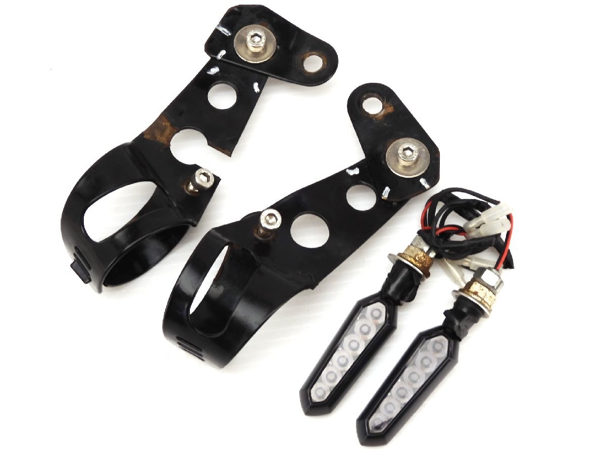 60【評価A】 ZX10R ZX-10R 実動 社外 汎用 スフィアライト シーケンシャル ウインカー 左右 ステー セット フロント SSS01S 50R-001027拍卖