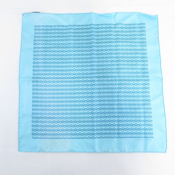 #ape エルメス HERMES スカーフ プチカレ 40 ヨット柄 水色 シルク 絹 フランス製 869491 k01拍卖