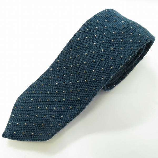 #we メーカーズシャツカマクラ Maker's Shirt 鎌倉 ネクタイ 青緑系 ベージュ ドット柄 水玉 ウール混 日本製 イタリア製生地 946018 k01拍卖