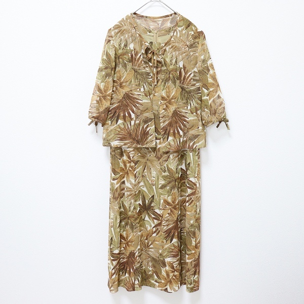 レリアン Leilian アンサンブル セットアップ ワンピース カーディガン 羽織 総柄 a887047n拍卖