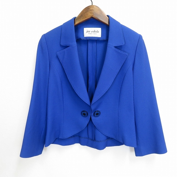 #a ジュンアシダ jun ashida ジャケット 7号 青 ブルー ワッフル生地 無地 日本製 レディース 934446 k01拍卖