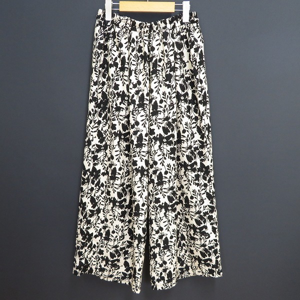#a アズノウアズ アノネネ AS KNOW AS a.no.ne.ne ワイド パンツ 15号 黒 オフホワイト 花柄 大きいサイズ オオラカ olaca 945222 k01拍卖
