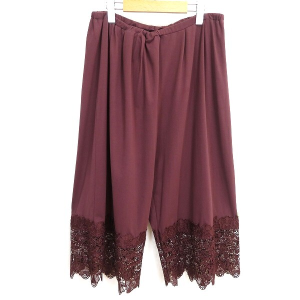 #a アズノウアズ ドゥバズ AS KNOW AS de base ワイド パンツ 3 ワインレッド 裾レース ガウチョ 大きいサイズ 945227 k01拍卖