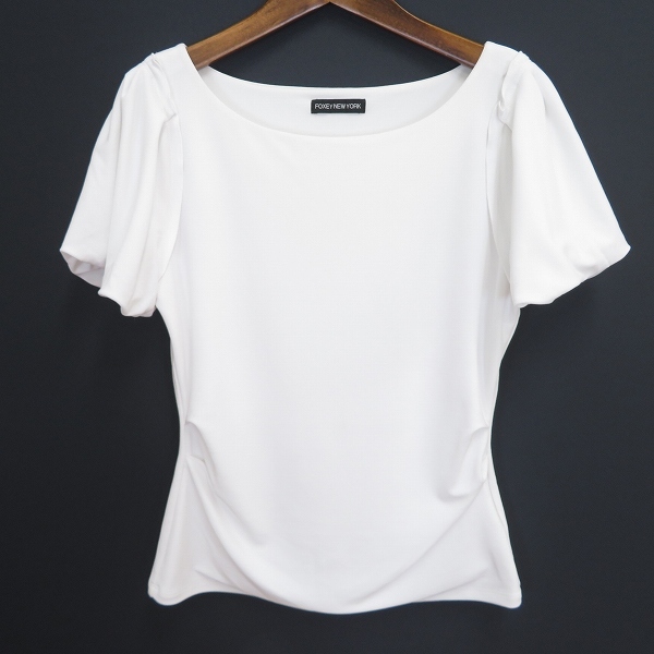 #s フォクシーニューヨーク FOXEY NEWYORK カットソー 半袖 白 ホワイト パフスリーブ 無地 832485 k01拍卖