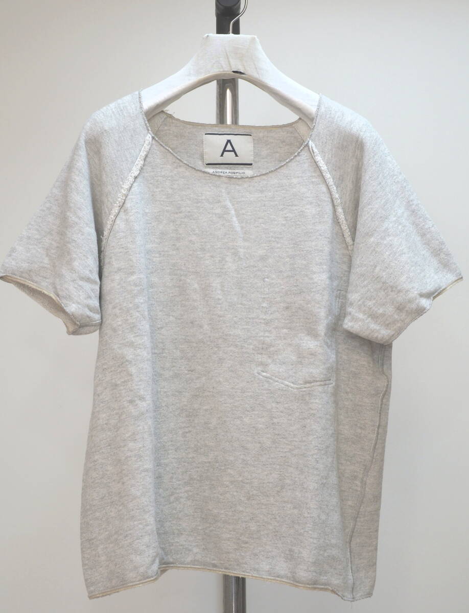 ANDREA POMPILIO アンドレアポンピリオ オーバーサイズ半袖スエット46灰 Italy製拍卖