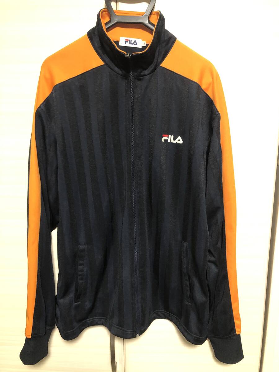FILA フィラ ジャージ トップス 紺 LLサイズ(USED) ~サッカー、フットサル、スポーツ、部活、ジム、合宿、トレーニング、ジャケット~拍卖