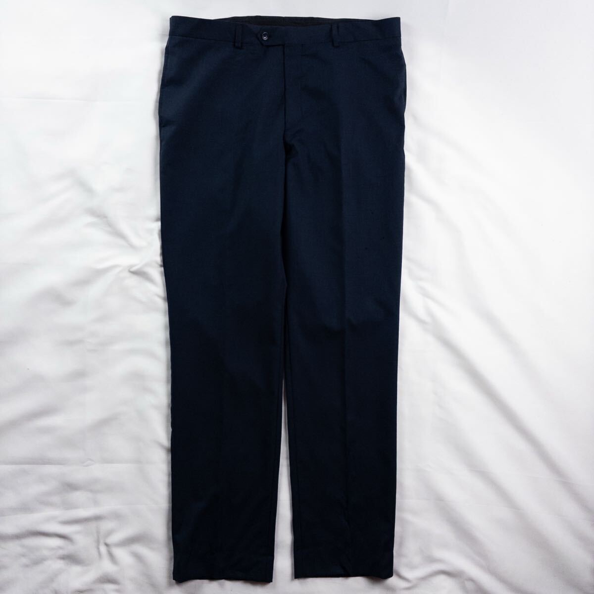 US Vintage 90-00s PRONT UOMO PLATINUM ノータック ドレープ レトロ ネイビー ワイド サマーウール ドレス スラックス トラウザーズ拍卖